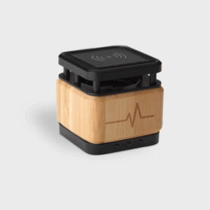 Bamboe bluetooth speaker en draadloze oplader in één