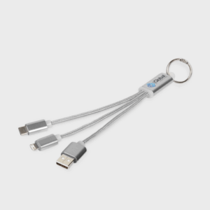 Metalen 3-in-1 oplaadkabel met sleutelhanger