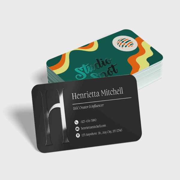 White PVC Business Cards with Spot UV