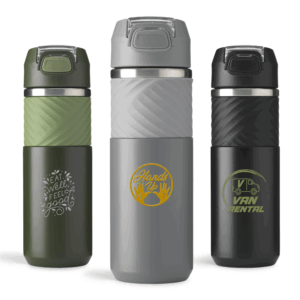 Gerecyclede thermosfles met drinktuit en rietje