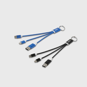 Gerecycled aluminium oplaadkabel sleutelhanger 4-in-1
